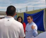 Chief Shawn Atleo and Chief Jody Wilson-Raybould speaking Musqueam Councillor Wade Grant about the site